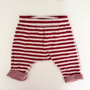 Petit Bateau - Organic Cotton Red Stripe Reversible Baby Pants, Size 3M
